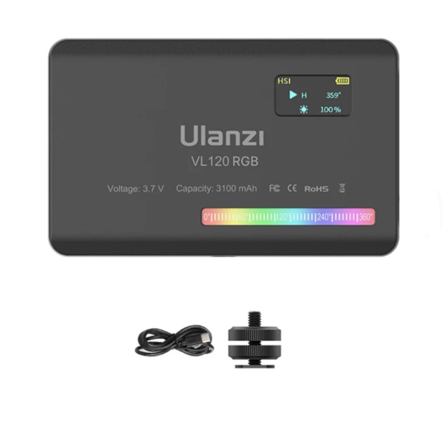 Mini Ulanzi VL120 Color RGB Video Light 2500K to 9000K LED Photography Lighting Dimmable Camera Lamp Live Vlog Fill Light 5w