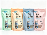 Sachet Doypack Personnalisé 6L Anti-humidité pour Litière pour Chat au Tofu avec Fenêtre, Impression Gravure Disponible
