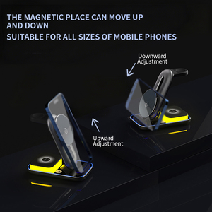 Aluminum 4-in-1 Adjustable Magnetic <b>Wireless</b> Charger with Night Light for Desktop Can Charge Phones Earbud and Watch - Product Image 2