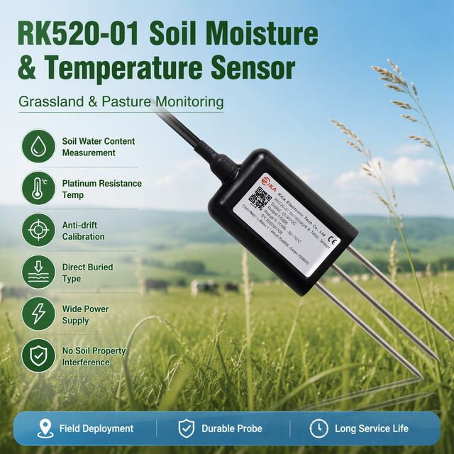 RK520-01 Cheap Price Soil Temperature Moisture Soil Water Content Soil Humidity Meter Detector Sensor RS485 for Plant