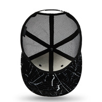 Casquette de baseball unisexe pour adulte, en coton peigné noir à motif marbré, 6 panneaux, réglable, sportive, respirante, protection solaire, pour l'été