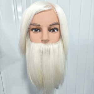 Maniquí de corte de práctica de peluquero de estilo recto de <span class=keywords><strong>pelo</strong></span> Real, muñeca de entrenamiento de peluquería, aplicación de blanqueamiento, función de <span class=keywords><strong>modelador</strong></span> - Product Image 4