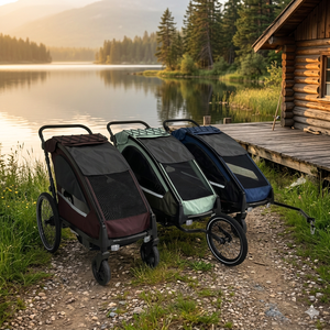 Remorques vélo enfant en alliage d'aluminium KS-200 pour aventures en plein air, suspension indépendante, pneus gonflables 20 pouces, attelage à dégagement rapide - Product Image 1