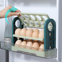 Étagère de rangement pour œufs à 3 niveaux, type rabattable, organisateur de réfrigérateur, boîte de rangement pratique, accessoires de cuisine