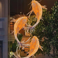 Lustre suspendu en forme de poisson personnalisé, grande lampe suspendue pour restaurant, salle de banquet, décoration de faux plafond