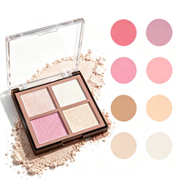 Palette de maquillage en poudre pressée mate effet brume douce, 4 couleurs, vente en gros d'usine, pour visage et joues, logo personnalisé OEM