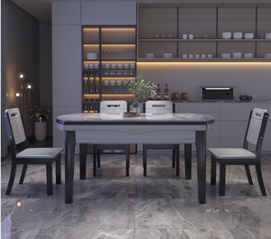 Ensemble multifonctionnel <span class=keywords><strong>table</strong></span> à manger et chaises rondes en dalle de roche pour le salon, simple et pliable, <span class=keywords><strong>table</strong></span> à manger en marbre - Product Image 5