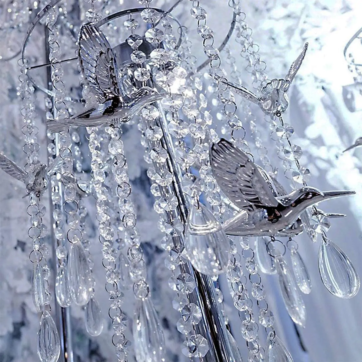 シャンデリアと結婚式の家の装飾のための14mm透明ガラスクリスタルオクタゴンビーズランプチェーンガーランドをぶら下げ