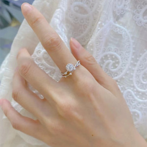 Starry Night Moissanite Ring Round Cluster Setting Engagement Women's Jewelry - Product Image 4