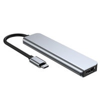 Base de Conexión USB-C 6 en 1 de Aleación de Aluminio, Adaptador OTG, USB 3.0, Multipuerto, Carga para Portátil, Ranura para Tarjeta SD/Micro