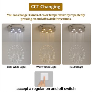 Lámpara de Techo LED Moderna con Cristales K9 en Forma de Gota de Lluvia, Tamaño Mediano, para Comedor, Dormitorio, Sala de Estar - Product Image 3