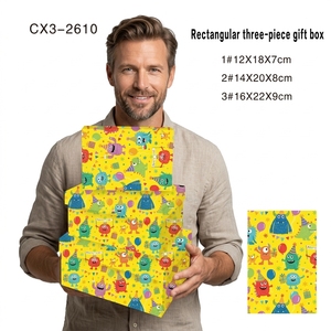 3 stuks rechthoekige papieren geschenkdoos kleurrijke cartoon monster print kartonnen doos voor kinderen verjaardagsfeestje geschenkverpakking - Product Image 3