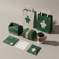 Ensemble d'emballages alimentaires et pour café écologiques Nova 2026, nouveau design, logo personnalisé, avec sac, pochette, boîte, carte de visite