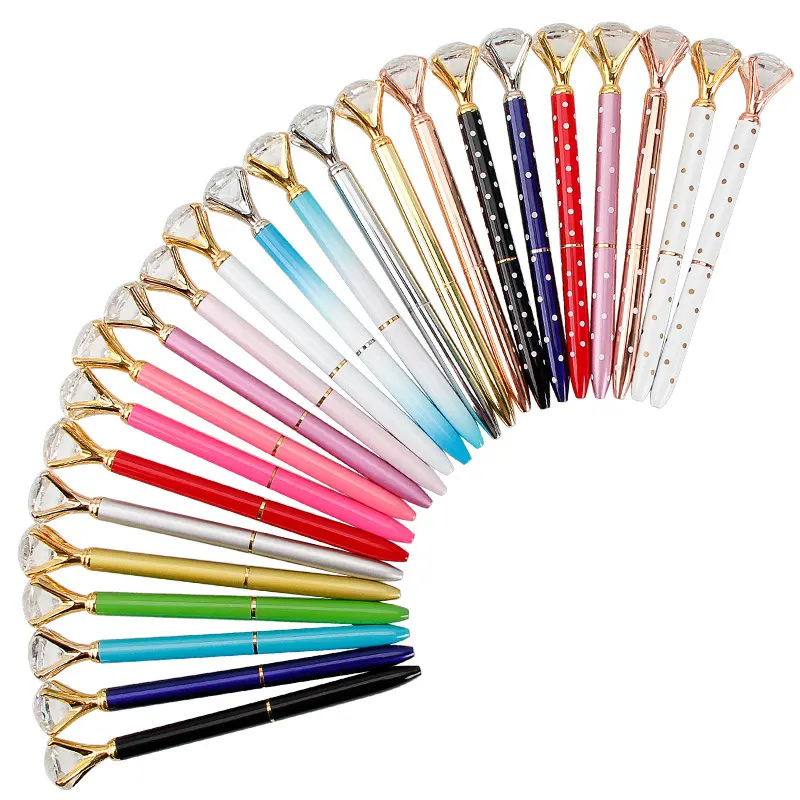 Promotional Big top Multi Color Ballpoint Crystal Diamond Pen With Customized Logo design