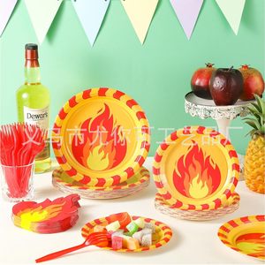 <b>Fire</b> Truck Flames Disposable Paper Plates Napkins Forks Party Supplies Kids Birthday <b>Fire</b> Theme 10 <b>7</b>-Inch 10 9-Inch 20 Napkins - Product Image 5