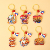 Vente en gros France Paris Porte-clés en résine avec simulation 3D de croissant et baguette, thème cuisine française, et pendentif chef Tour Eiffel Paris pour breloque de sac