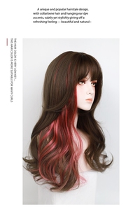 Perruques synthétiques ondulées rouges naturelles de 22 pouces avec frange, style Noël, pour femmes, pour usage quotidien, fête ou cosplay - Product Image 6