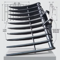 Râteau d'excavatrice 9 dents réglable, accessoire pour CX10 CX15, pour l'agriculture, le défrichement et les machines de construction
