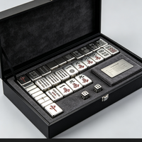 Magnifique ensemble de Mahjong en alliage multi-tailles, poli argenté brillant, avec marquages chinois, portable, en métal de qualité supérieure, coffret cadeau