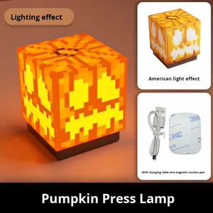 Lámpara de Bloque Periférica de <span class=keywords><strong>Minecraft</strong></span>, Juguete Luminoso de Minería MC, Luz Nocturna Magnética Recargable, Cubo de Plástico, Modelo de Atrezzo - Product Image 2