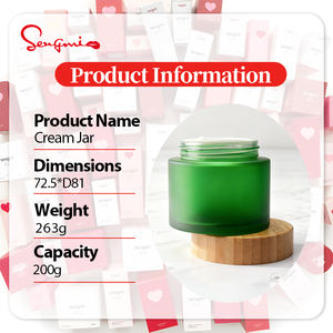ขวดแก้วเก็บเครื่องสำอางครีมบำรุงผิวพร้อมฝาพลาสติกภาชนะกลมสีเขียว200กรัม - Product Image 2