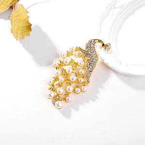 Broche de Pavo Real de Moda, Estilo Étnico Vintage, con Pedrería, Bañado en Oro Rosa, de Aleación, para Niños, Accesorio para Boda y Compromiso - Product Image 4