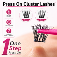 Extensions de cils individuelles SYJ faites à la main, synthétiques, 4 rangées, faciles à poser, noires, DIY, faux cils pré-coupés en segments, en grappe