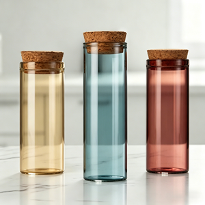 2026 Clear <b>Glass</b> Cylinder <b>Bottles</b> with Cork Stopper 15ml <b>Empty</b> Cosmetic Storage Jar Test Tube Shape Transparent Container Medici - Product Image 4