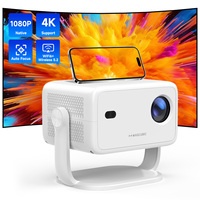 Projecteur portable LED WiFi 650 ANSI pour Android 14, jusqu'à 4K, télécommande, haut-parleur double bande, chambre à coucher L018