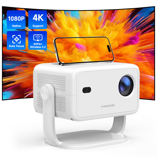 For Android 14 WiFi 650 ANSI Portable Projector LED up to 4K Remote Control Dual Band Speaker Bedroom L018
