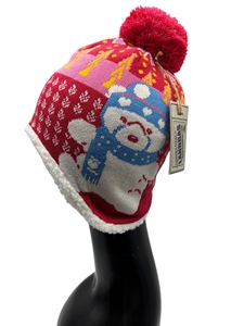 Taiwan a fait le stock 56-58Cm 100% acrylique bébé ours bonnet avec oreilles pour cadeau X'MAS - Product Image 2