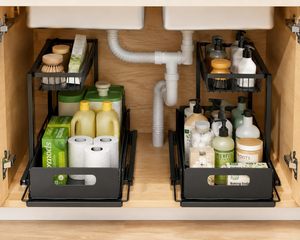 <b>Kitchen</b> Sink Organizer <b>Storage</b> Racks Shelves Sink Standing Double Tier Tools <b>Storage</b> Cabinet Material Multifunction - Product Image 2
