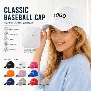 Custom Logo 6-Panel Baseball Cap Unisex Classic Everyday Adjustable Cotton Sun <b>Hat</b> Wholesale 11 Colors White Ebony - Product Image 1