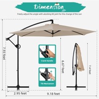 Parasol de jardin suspendu en forme de banane, imperméable, pour restaurant extérieur, plage, patio, en toile, en fer, parasol d'extérieur