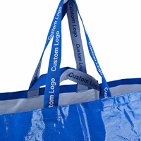 Sac fourre-tout en polypropylène tissé laminé extra large avec logo personnalisé pour supermarché, sac de courses écologique réutilisable, sac de déménagement
