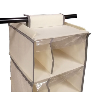 Organizador de tela no tejida para colgar en el armario, plegable, con 5 estantes y 5 bolsillos laterales. - Product Image 6