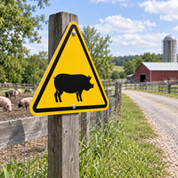 Panneau de signalisation triangulaire pour passage de porcs en zone agricole, en aluminium fin, étanche et résistant à la rouille, plaque de sécurité routière pour réserves naturelles