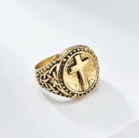 Bague pour homme sans nickel, vente chaude, bague personnalisée en acier inoxydable 316L plaqué or 18 carats, bijoux vintage