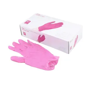 PINK nitrile safety colorful hand use protection powder free nitrile glov for beauty company food service