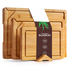 Juego de Tablas de Cortar de Bambú Rectangulares Antibacterianas con Soporte - Product Image 1