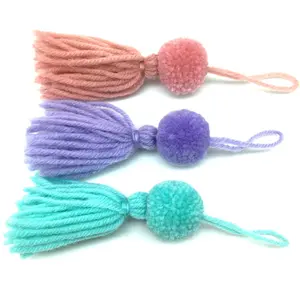 Custom thick woolen yarn pompom tassels accessories wholesale wool pompons tassel decoration crafts