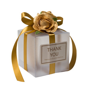Customized Packaging PVC Transparent Box Multi Color Band Flower Premium Frosted Gift Decoration Boxes Festive Party Gift