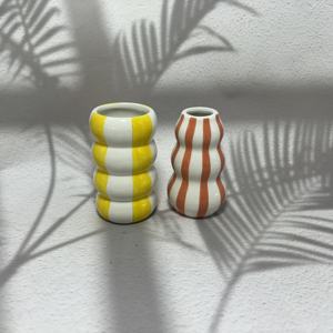 Fábrica al por mayor de color personalizado pintado grano vertical calabaza jarrón de cerámica flor Vese adornos decoración del hogar - Product Image 3
