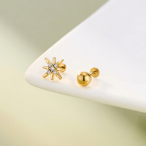Toposh <span class=keywords><strong>Piercing</strong></span> Labret <span class=keywords><strong>Tragus</strong></span> en Acier Chirurgical 316L avec Zircon à Dos Plat et Filetage Interne pour Lèvre et Cartilage - Product Image 3