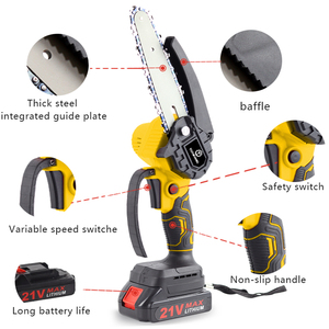 Mini Motosierra F FDLJ, Motosierra Inalámbrica Recargable con Batería de Litio para Trabajos en Madera, Podadora de Madera - Product Image 1