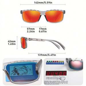 Lunettes de soleil de sport carrées personnalisées avec logo, mode 2025, pour hommes et femmes, verres miroir polarisés UV400, pour la conduite et la pêche - Product Image 5