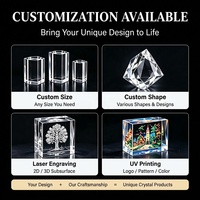 Cube en verre cristal vierge de haute qualité avec tailles personnalisables, poli pour cadeaux d'affaires, gravure laser 3D