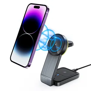 Qi Fast Charging Stand Dock Magnetic 3 In 1 Wireless Charger Foldable Cargador Inalambrico 3 En 1 Magnetique Chargeur Sans Fil