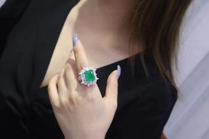 Elegante <span class=keywords><strong>temporal</strong></span> de colores piedras preciosas fusión señora joyería Bijoux plata esterlina verde esmeralda anillo para mujer - Product Image 3