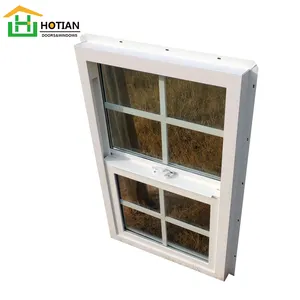 America Style Single Hung Window Tempered Double Glazed UPVC Vertical Sliding Windows PVC/ UPVC Windows